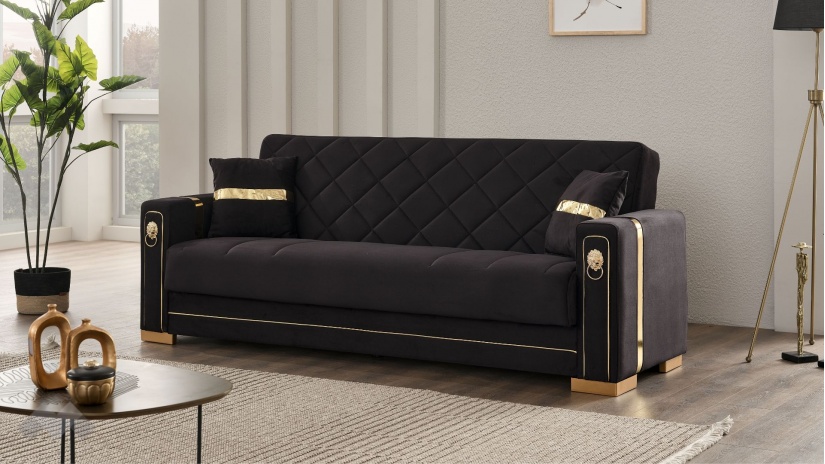 Диван Анталия триместни черен - изглед 1