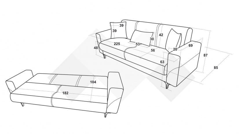 Диван Атон триместни сив - изглед 5 - МебелМаг Диван Атон триместни сив - изглед 5