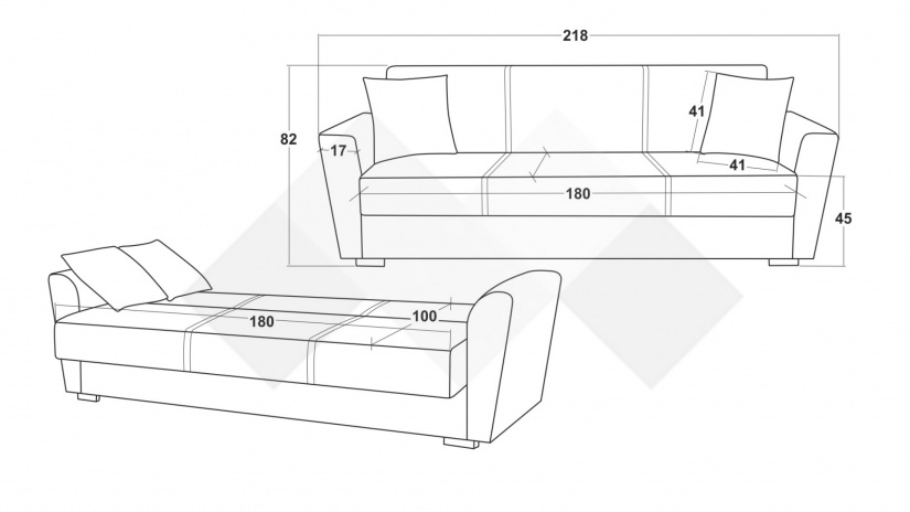 Диван Фокс триместни сив - изглед 5 - МебелМаг Диван Фокс триместни сив - изглед 5