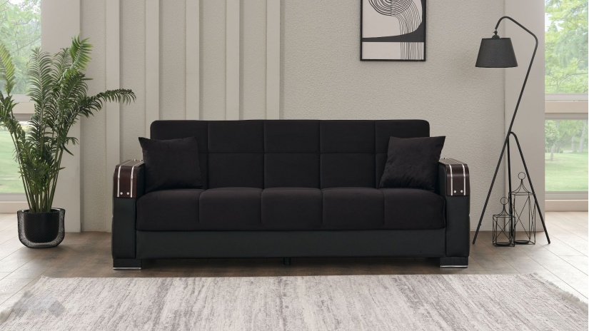 Диван Малатия триместни черен - изглед 2