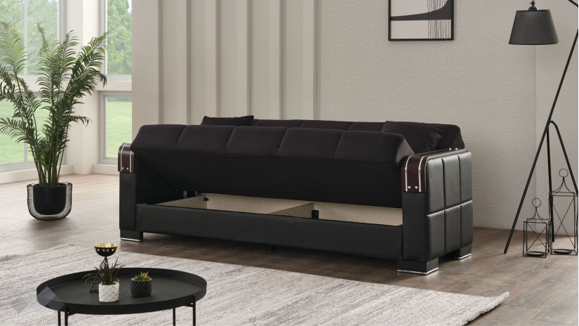 Диван Малатия триместни черен - изглед 3