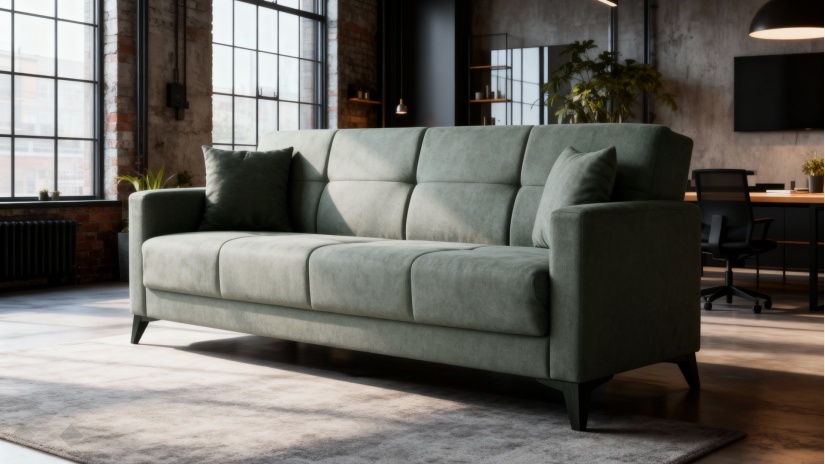 Диван Мира триместни зелен - изглед 1 - МебелМаг Диван Мира триместни зелен - изглед 1