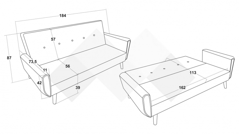 Диван Свен триместни графит - изглед 10 - МебелМаг Диван Свен триместни графит - изглед 10