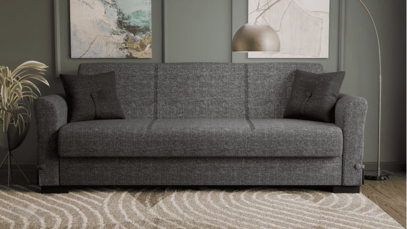 Диван Флоранс триместни сив - изглед 2 - МебелМаг Диван Флоранс триместни сив - изглед 2
