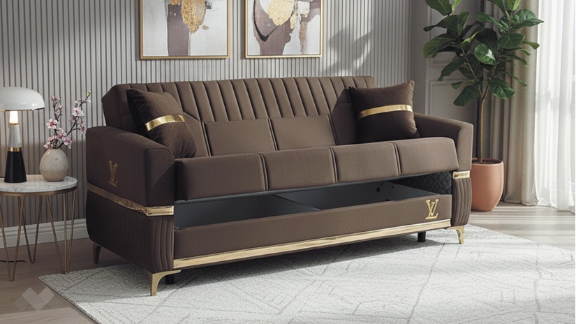 Диван Верино триместни кафяв - изглед 3 - МебелМаг Диван Верино триместни кафяв - изглед 3