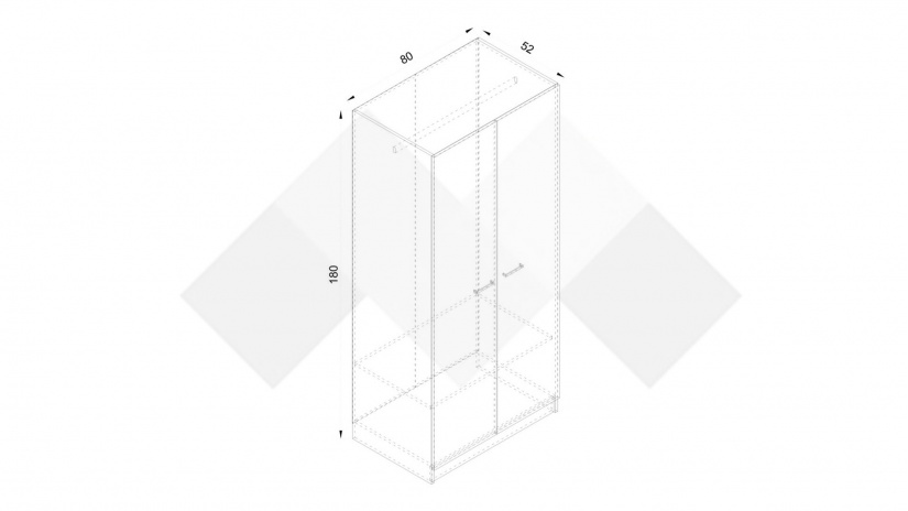 Гардероб Арго двукрилни бял фладер - изглед 3 - МебелМаг Гардероб Арго двукрилни бял фладер - изглед 3