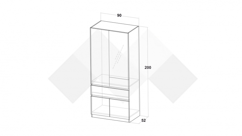 Гардероб Борей двукрилни браун силвърджак - изглед 3