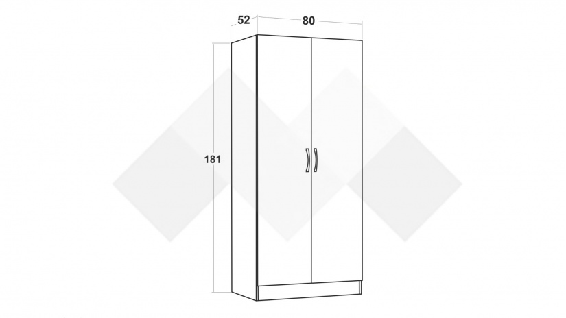 Гардероб Галати двукрилни дъб вотан светъл с антрацит - изглед 3 - МебелМаг Гардероб Галати двукрилни дъб вотан светъл с антрацит - изглед 3