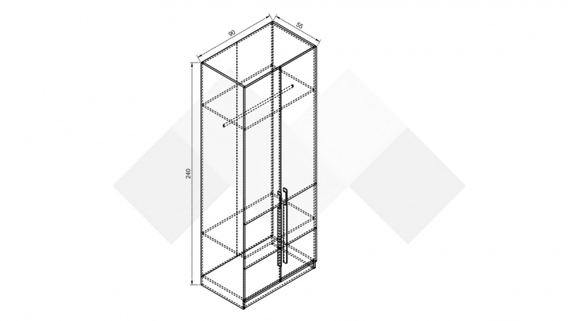 Гардероб Комо двукрилни орех селект тъмен с кашмир - изглед 2 - МебелМаг Гардероб Комо двукрилни орех селект тъмен с кашмир - изглед 2