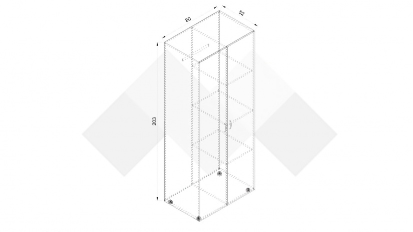 Гардероб Оптима двукрилни дъб вотан с черно - изглед 3 - МебелМаг Гардероб Оптима двукрилни дъб вотан с черно - изглед 3
