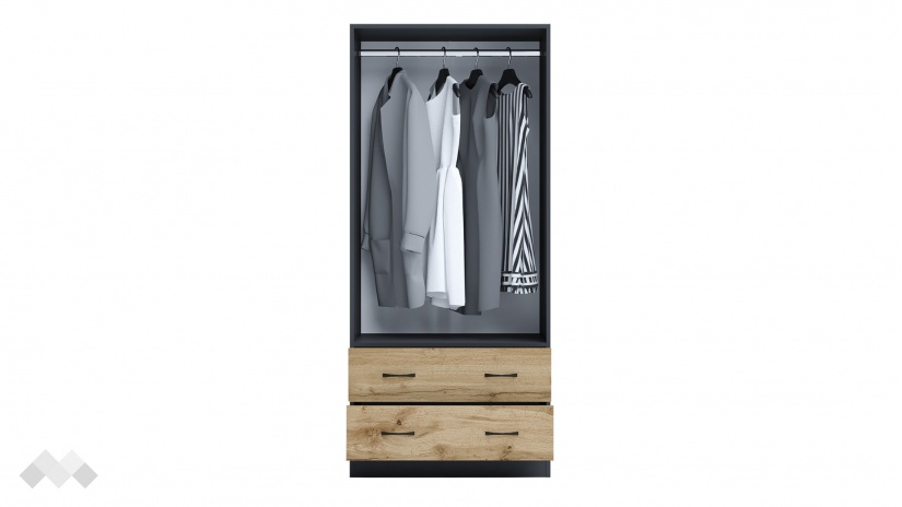 Гардероб Галати двукрилни дъб вотан светъл с антрацит - изглед 2