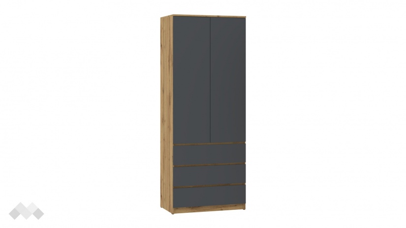 Гардероб Никола двукрилни златен дъб с антрацит - изглед 1 - МебелМаг Гардероб Никола двукрилни златен дъб с антрацит - изглед 1