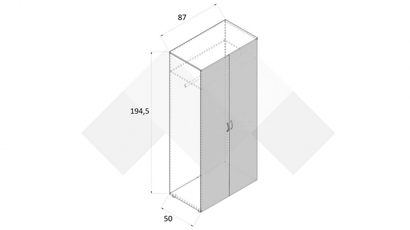 Гардероб Селтик двукрилни келтски дъб със светло сиво - изглед 3 - МебелМаг Гардероб Селтик двукрилни келтски дъб със светло сиво - изглед 3
