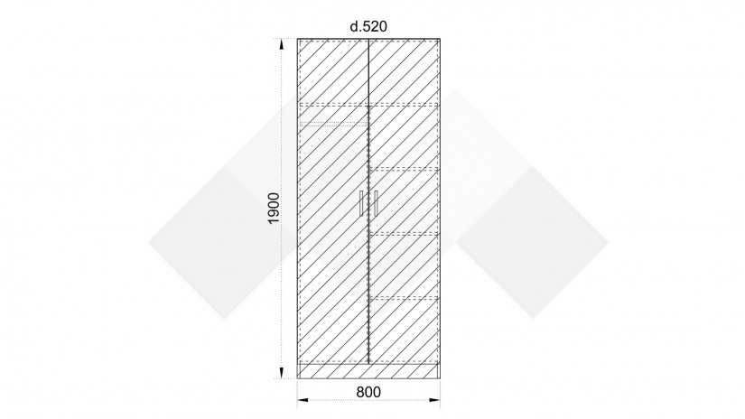 Гардероб Шайн двукрилни бял гланц - изглед 3 - МебелМаг Гардероб Шайн двукрилни бял гланц - изглед 3
