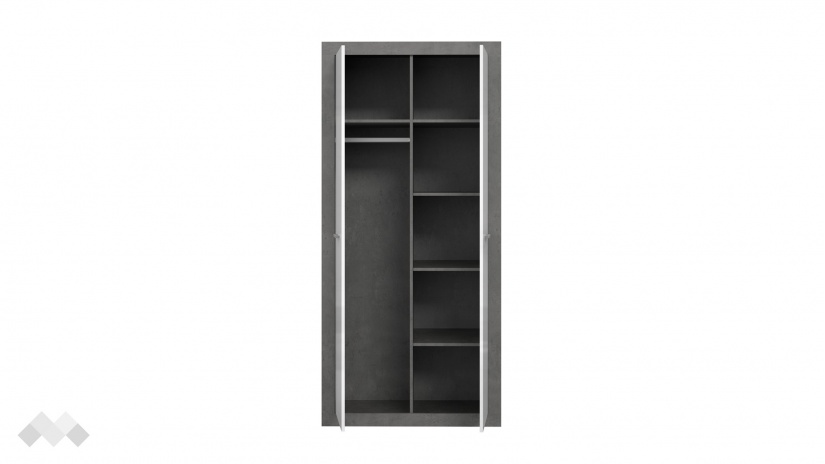 Гардероб Требия двукрилни сив с бял гланц - изглед 4