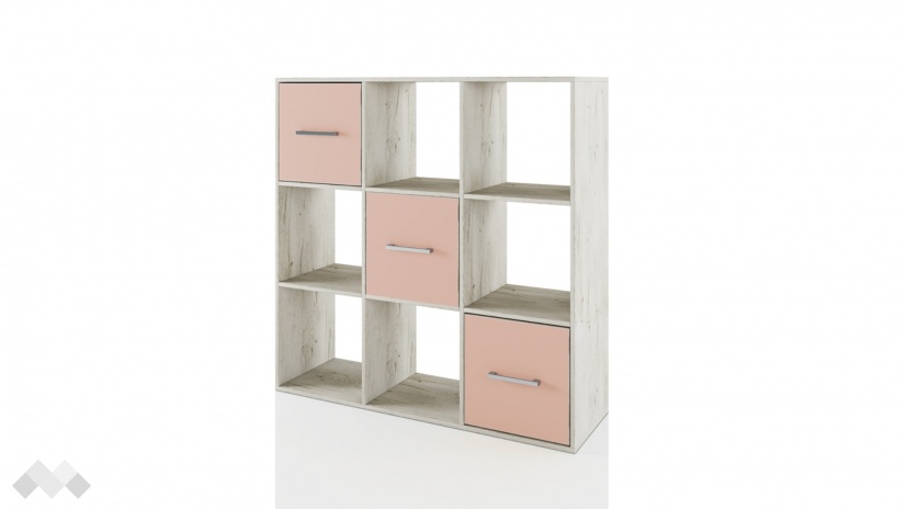 Етажерка Бретани дъб пиемона с розова праскова - изглед 1 - МебелМаг Етажерка Бретани дъб пиемона с розова праскова - изглед 1