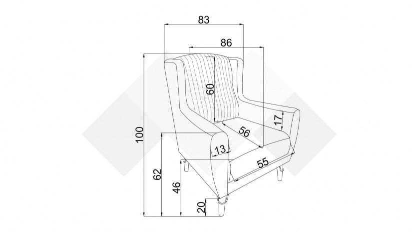 Фотьойл Маниса кафяв - изглед 3 - МебелМаг Фотьойл Маниса кафяв - изглед 3