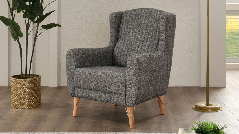 Фотьойл Маниса сив - изглед 1 - МебелМаг Фотьойл Маниса сив - изглед 1