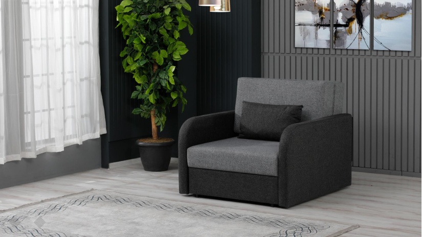 Разтегателен фотьойл Солун сив с черно - изглед 1