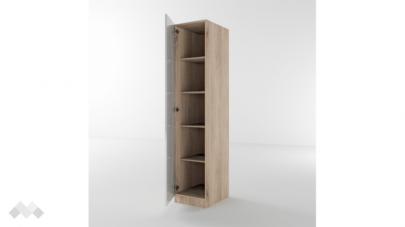 Гардероб Бъфало еднокрилни сонома арвен с бял гланц - изглед 3 - МебелМаг Гардероб Бъфало еднокрилни сонома арвен с бял гланц - изглед 3