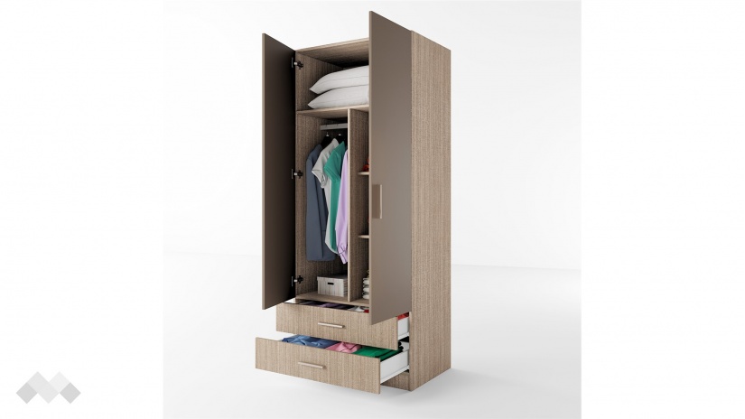 Гардероб Джеймс двукрилни мока с лате - изглед 2