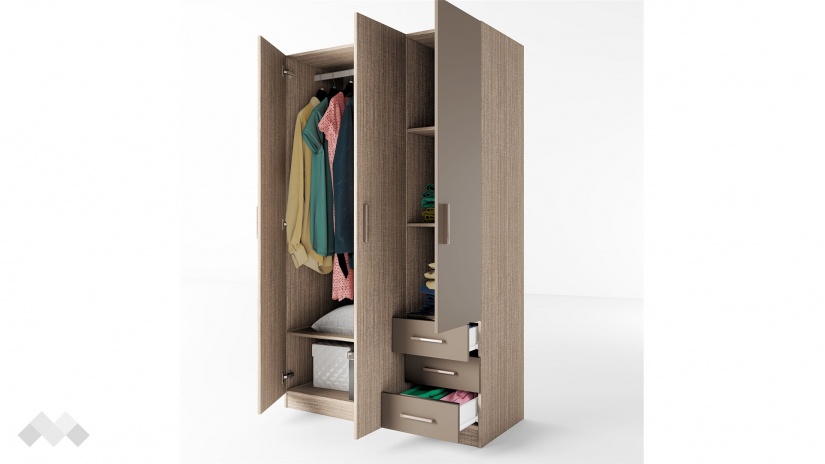 Гардероб Калия трикрилни мока с лате - изглед 2