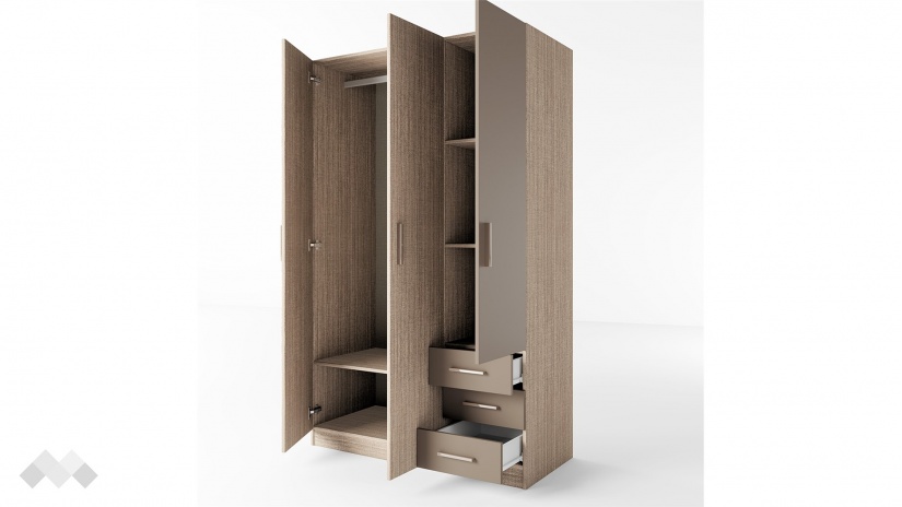 Гардероб Калия трикрилни мока с лате - изглед 3