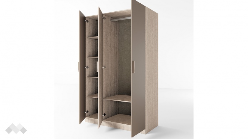 Гардероб Провидънс трикрилни мока с лате - изглед 3