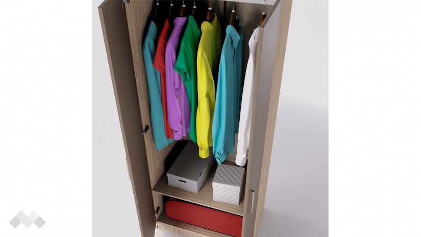 Гардероб Райън двукрилни мока с лате - изглед 5