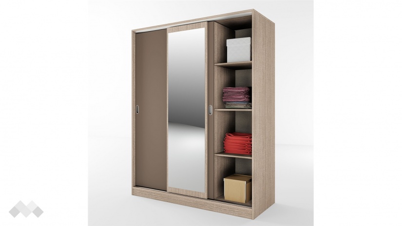 Гардероб Ричмънд с плъзгащи врати мока с лате - изглед 2