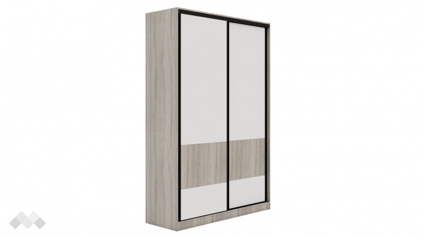 Гардероб Комо с плъзгащи врати дъб ърбан ойстър с бяло - изглед 1 - МебелМаг Гардероб Комо с плъзгащи врати дъб ърбан ойстър с бяло - изглед 1