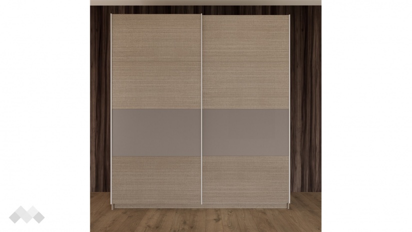 Гардероб Захир с плъзгащи врати мока с лате - изглед 1