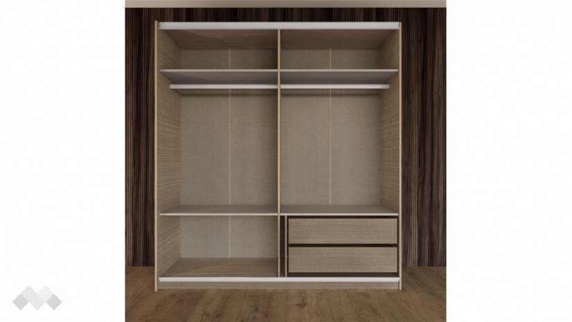 Гардероб Захир с плъзгащи врати мока с лате - изглед 3