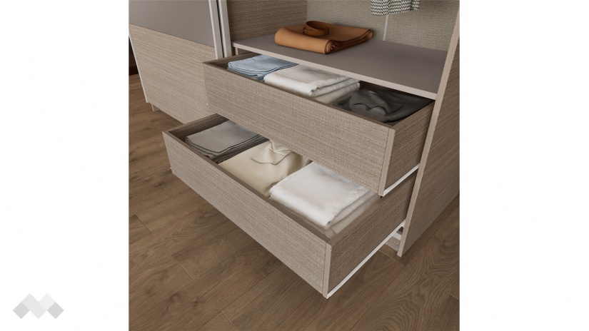 Гардероб Захир с плъзгащи врати мока с лате - изглед 4