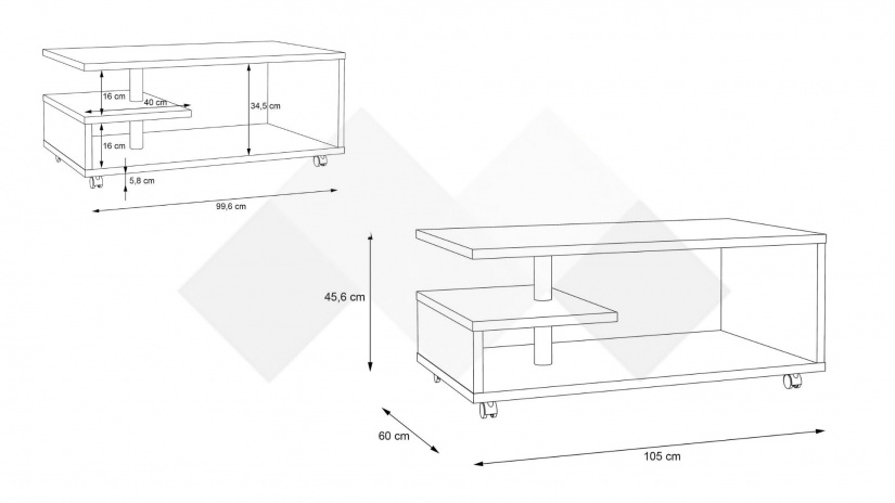 Холна маса Байли бяло гладко - изглед 4