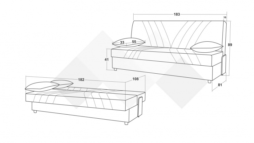 Клик-клак канапе Фиджи триместни сив - изглед 5 - МебелМаг Клик-клак канапе Фиджи триместни сив - изглед 5