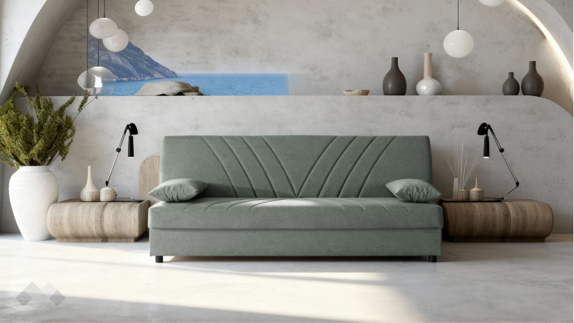 Клик-клак канапе Фиджи триместни зелен - изглед 1 - МебелМаг Клик-клак канапе Фиджи триместни зелен - изглед 1