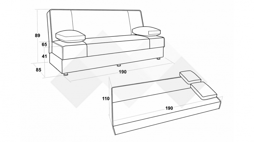 Клик-клак канапе Рафи триместни сив - изглед 5