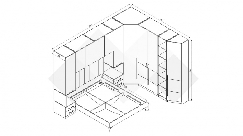 Спален комплект Комо К3 орех селект тъмен с кашмир - изглед 4 - МебелМаг Спален комплект Комо К3 орех селект тъмен с кашмир - изглед 4