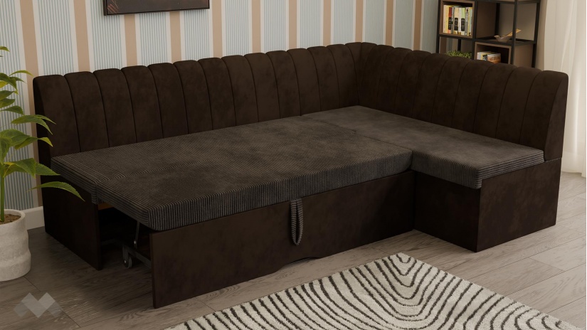 Кухненски ъгъл Кариби с посока кафяв - изглед 4 - МебелМаг Кухненски ъгъл Кариби с посока кафяв - изглед 4