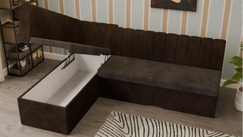 Кухненски ъгъл Кариби с посока кафяв - изглед 3 - МебелМаг Кухненски ъгъл Кариби с посока кафяв - изглед 3