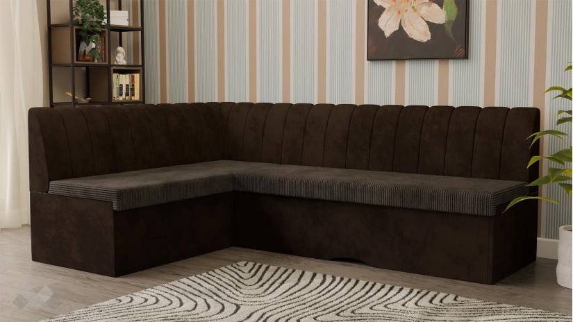 Кухненски ъгъл Кариби с посока кафяв - изглед 1 - МебелМаг Кухненски ъгъл Кариби с посока кафяв - изглед 1