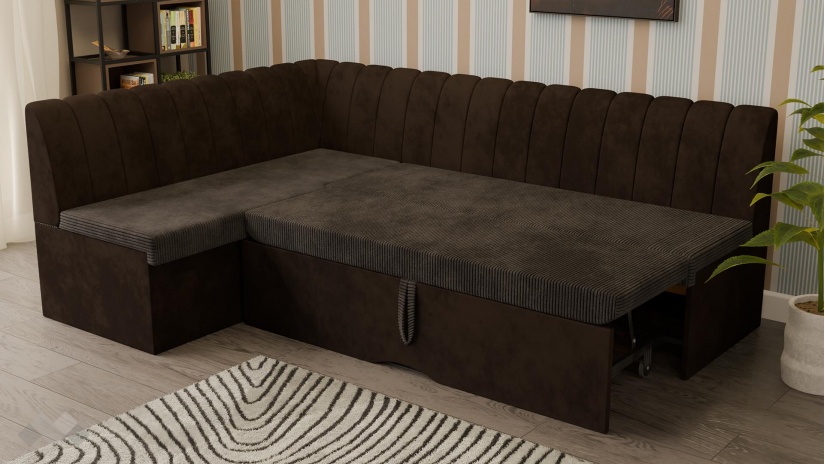 Кухненски ъгъл Кариби с посока кафяв - изглед 4 - МебелМаг Кухненски ъгъл Кариби с посока кафяв - изглед 4