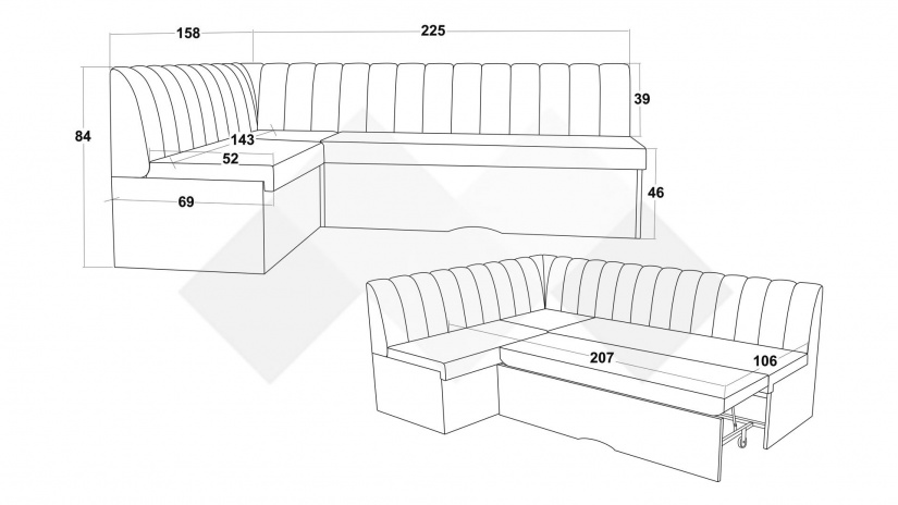 Кухненски ъгъл Кариби с посока зелен - изглед 5 - МебелМаг Кухненски ъгъл Кариби с посока зелен - изглед 5