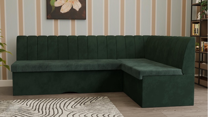 Кухненски ъгъл Кариби с посока зелен - изглед 2 - МебелМаг Кухненски ъгъл Кариби с посока зелен - изглед 2