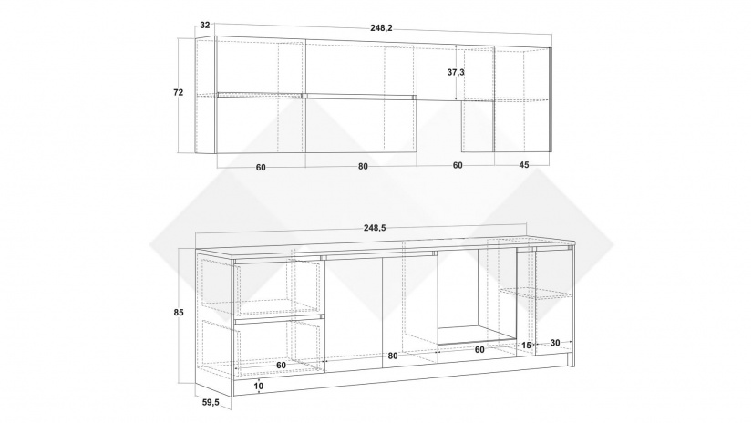 Кухня Норд А8 модулни кашмир със сиво - изглед 2