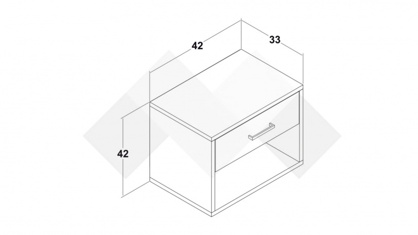 Нощен шкаф Арго бял фладер - изглед 3 - МебелМаг Нощен шкаф Арго бял фладер - изглед 3