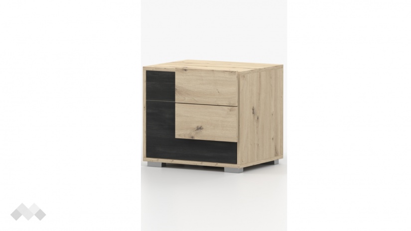 Нощно шкафче Бафра дъб артисан с тъмен норвежки бор - изглед 3