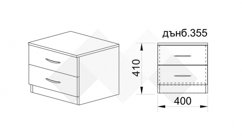 Нощен шкаф Диди орех адмирал - изглед 2 - МебелМаг Нощен шкаф Диди орех адмирал - изглед 2