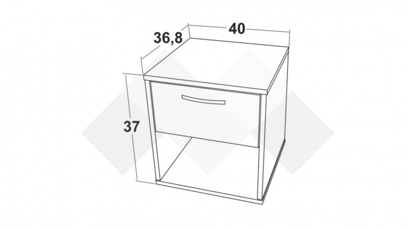 Нощен шкаф Жизел бяло гладко с дъб сонома - изглед 2 - МебелМаг Нощен шкаф Жизел бяло гладко с дъб сонома - изглед 2